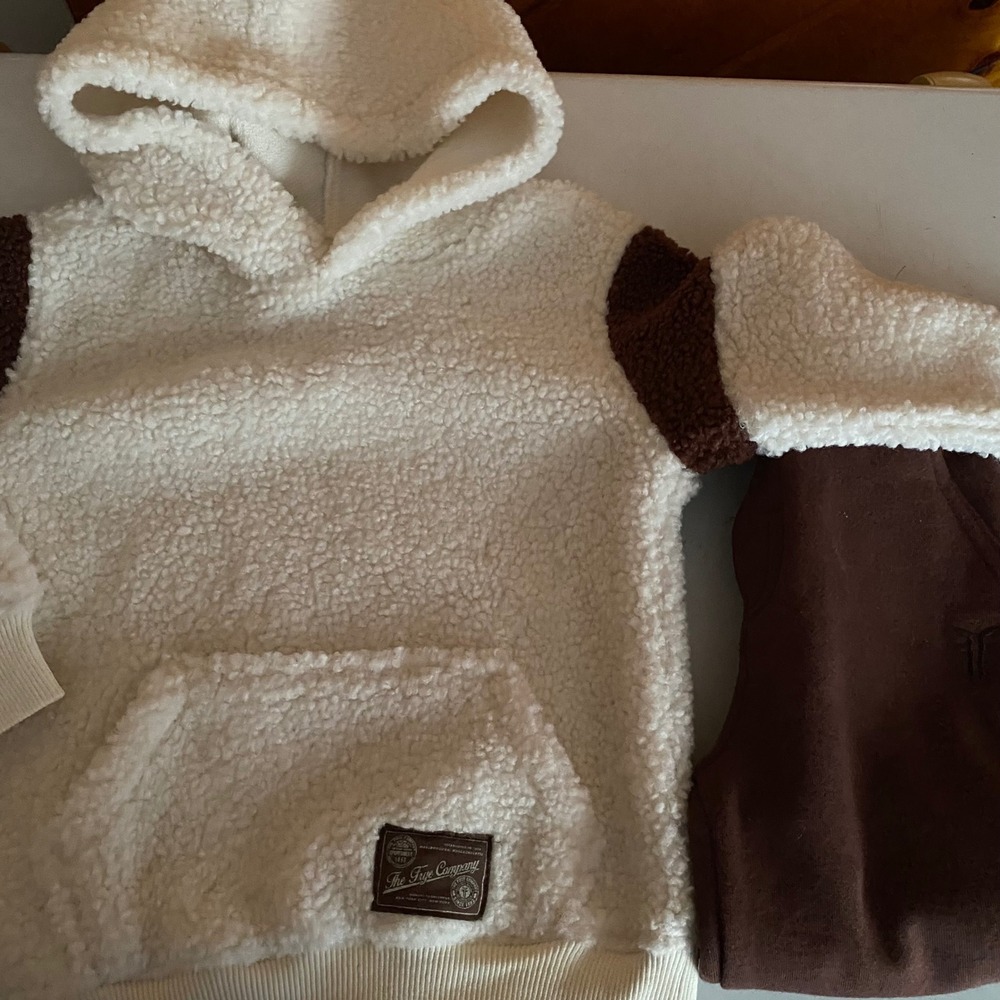 Frye NWT Set Boys Outfit Sherpa Hoodie Brown Pants Size 3T Joggers Gift